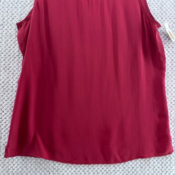 VTG Talbots Top Womens 12 Red Pure Silk Tank Sleeveless Crew Neck Career New - Picture 4 of 13